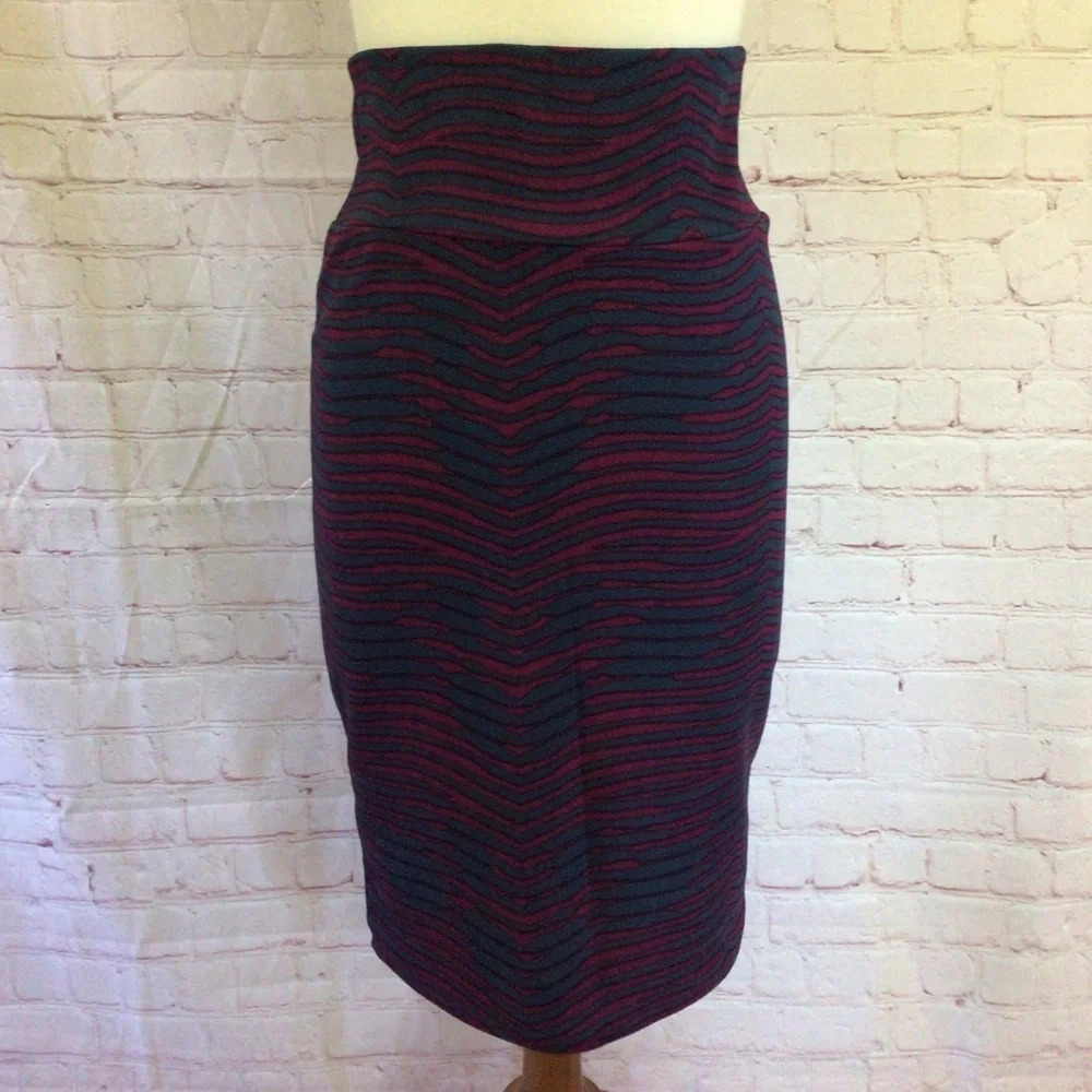 LuLaRoe Purple and Blue Wavy Stripes Skirt - Size Small